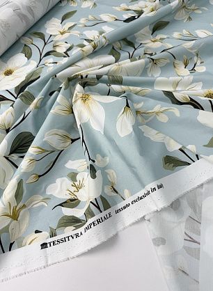 Хлопок (н) цветочный рисунок на светло-бирюзовом - в интернет-магазине тканей Тессутидея арт. 01-8043