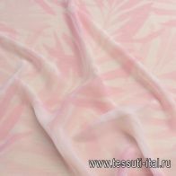 Шифон (н) крупный розовый растительный рисунок на белом - итальянские ткани Тессутидея арт. 10-2645