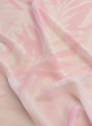 Шифон (н) крупный розовый растительный рисунок на белом - в интернет-магазине тканей Тессутидея арт. 10-2645