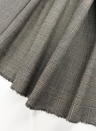 Костюмная шерсть фланель (н) черно-молочная клетка - в интернет-магазине тканей Тессутидея арт. 05-5224