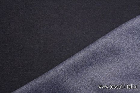 Пальтовая кашемир дабл двухслойная (о) синяя/темно-синяя - итальянские ткани Тессутидея арт. 09-2159