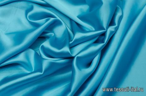 Шелк атлас стрейч (о) голубой - итальянские ткани Тессутидея арт. 02-8556