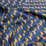 Шелк твил купон (0,95м) (н) утки на темно-синем - итальянские ткани Тессутидея арт. 10-1389