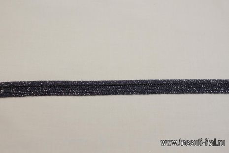 Тесьма трикотажная с люрексом (о) темно-синяя ш-1,5см - итальянские ткани Тессутидея арт. F-6199