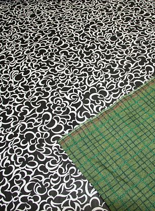 Костюмная (н) шерстяная клетка и полиуретан черно-белый Prada - в интернет-магазине тканей Тессутидея арт. 03-2473