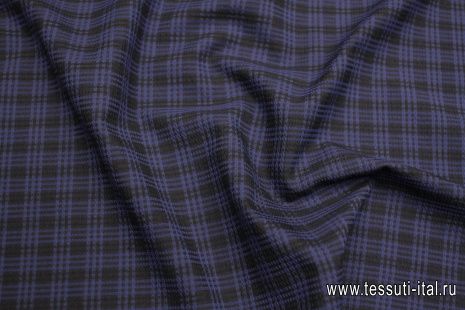 Шелк жаккард (н) темно-синяя клетка - итальянские ткани Тессутидея арт. 10-3272