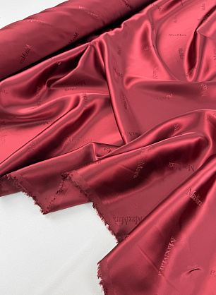 Подкладочная вискоза с надписью (о) бордовая - в интернет-магазине тканей Тессутидея арт. 08-1680